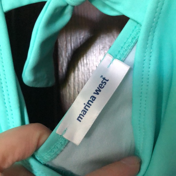 Marina West | Aqua one-piece V-neck bathing suit | size M - Picture 4 of 7